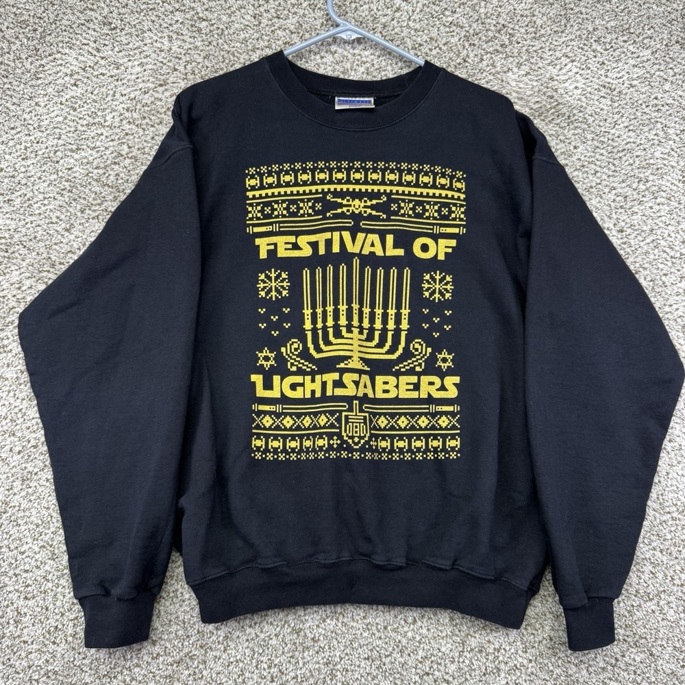 Vintage Hanes Ultimate Cotton Sweatshirt Men's Medium Festival Of Lightsabers‎